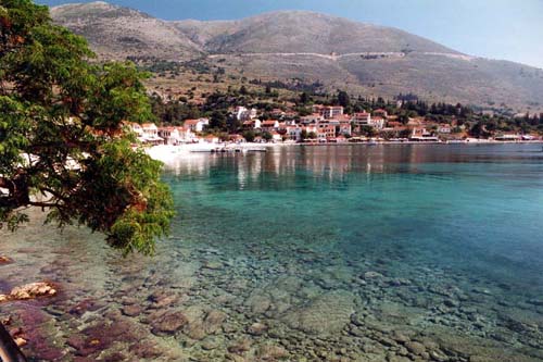 Agia Efimia, fishing harbour and beach, Kefalonia, Greece 